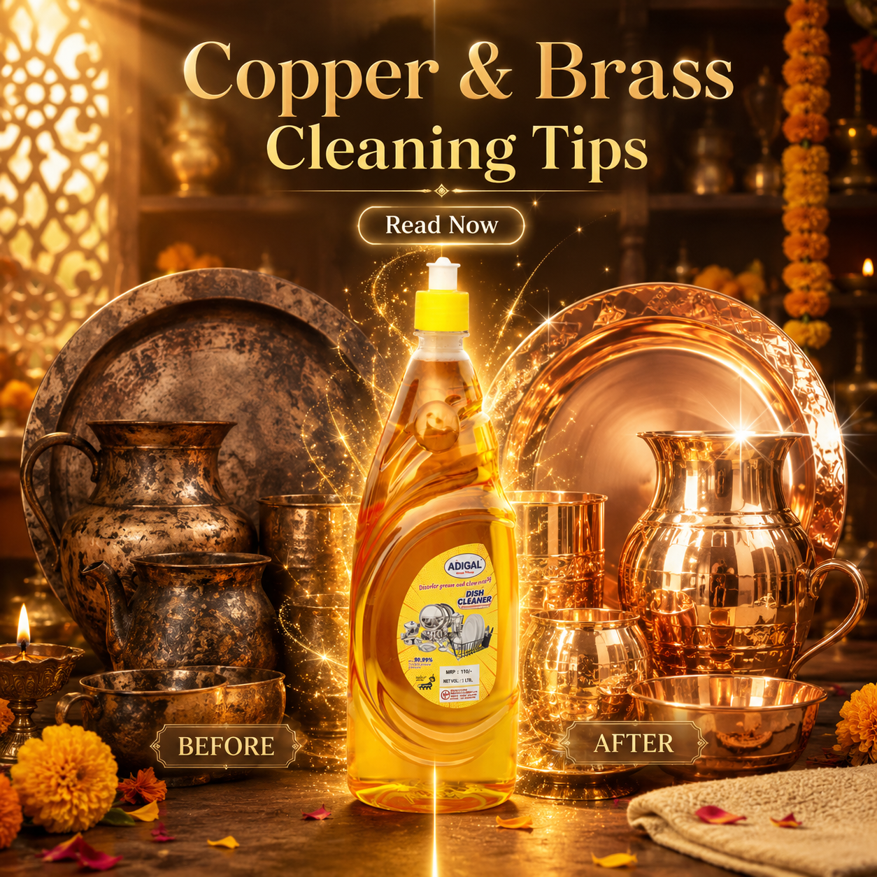 How to Clean Copper & Brass Utensils at Home (100% Shine)